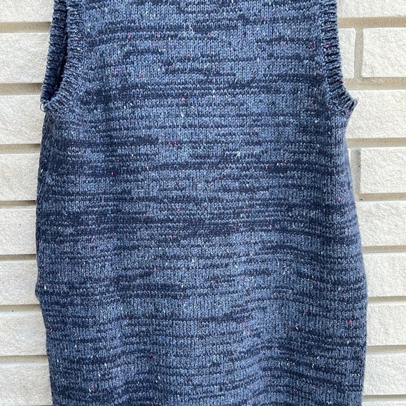Woolrich Turtleneck Sleeveless Long Sweater Speckled Navy Blue - Picture 4 of 11